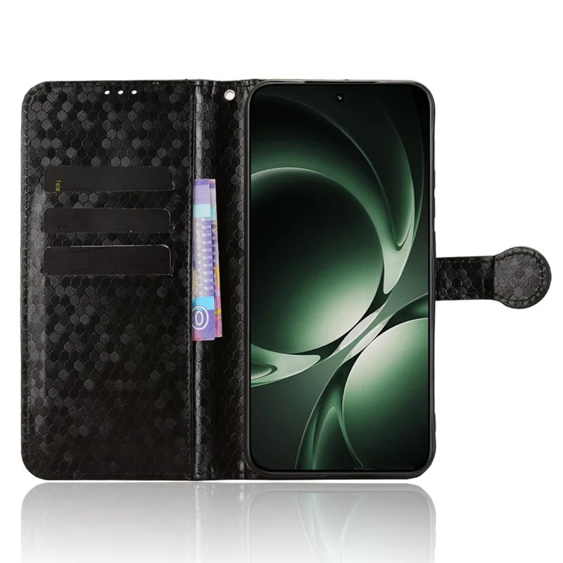 Per Xiaomi Redmi K80 Ultra 5G Custodia a portafoglio Motivo a pois Stampa in pelle PU Custodia per telefono con cinturino da polso - Nero