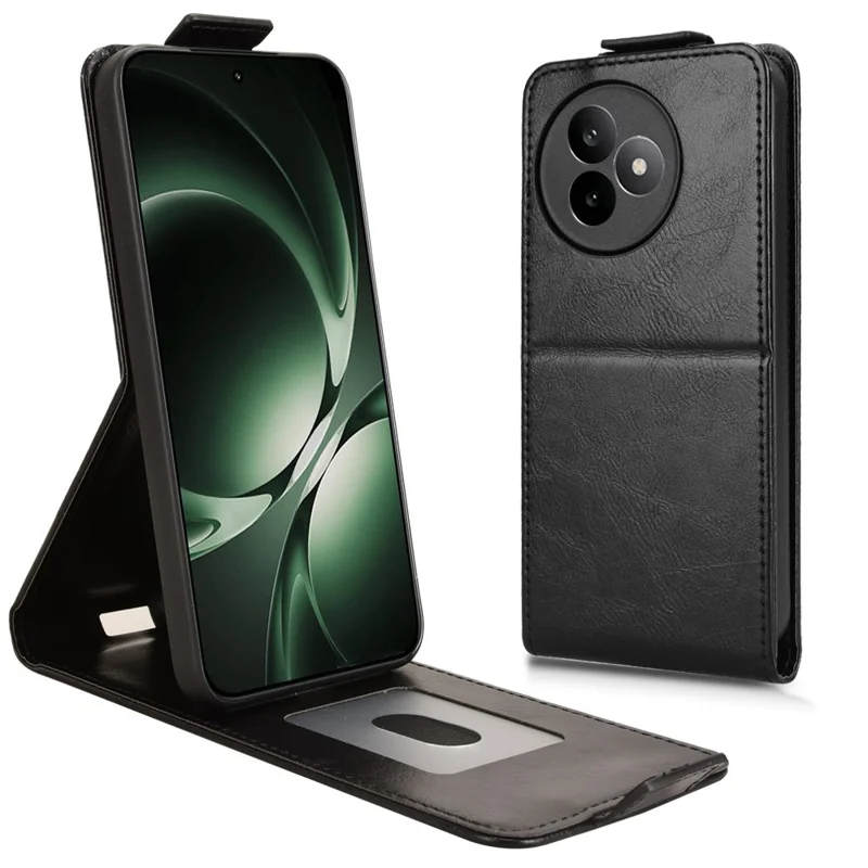 Per Xiaomi Redmi K80 Ultra 5G Custodia Stand Fermaglio Magnetico Flip Verticale Custodia in Pelle con Porta Carte - Nero