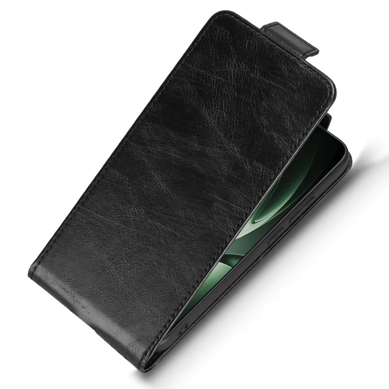 Per Xiaomi Redmi K80 Ultra 5G Custodia Stand Fermaglio Magnetico Flip Verticale Custodia in Pelle con Porta Carte - Nero