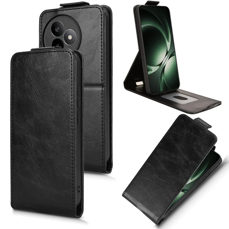 Per Xiaomi Redmi K80 Ultra 5G Custodia Stand Fermaglio Magnetico Flip Verticale Custodia in Pelle con Porta Carte - Nero