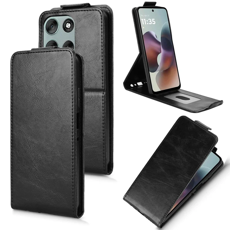 Per Motorola Moto G56 5G Custodia con Supporto Chiusura Magnetica Flip Verticale in Pelle con Porta Carte - Nero