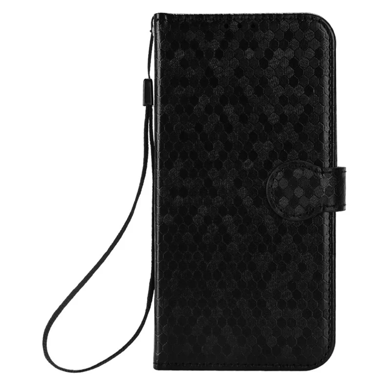 For Motorola Moto G86 Power 5G Wallet Case Dot Pattern Imprint PU Leather Phone Cover with Wrist Strap - Black