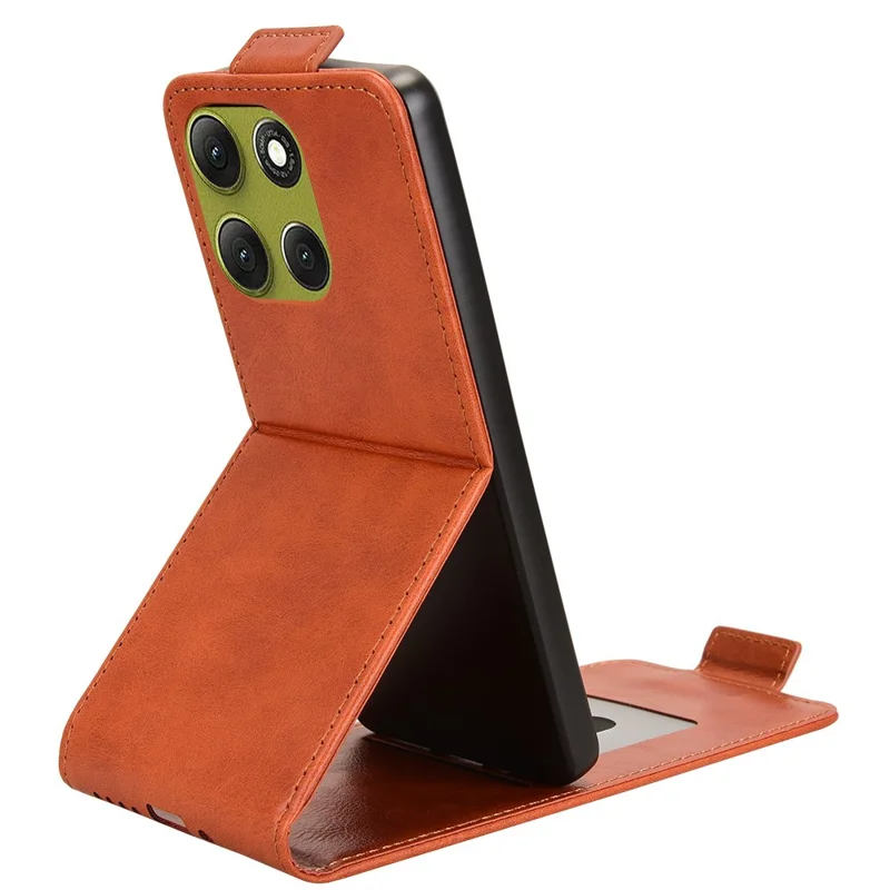 Für Motorola Moto G86 Power 5G Ständer Hülle Magnetverschluss Vertikale Flip Lederhülle mit Kartenhalter - Orange