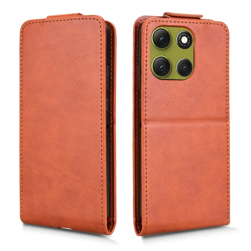 Für Motorola Moto G86 Power 5G Ständer Hülle Magnetverschluss Vertikale Flip Lederhülle mit Kartenhalter - Orange