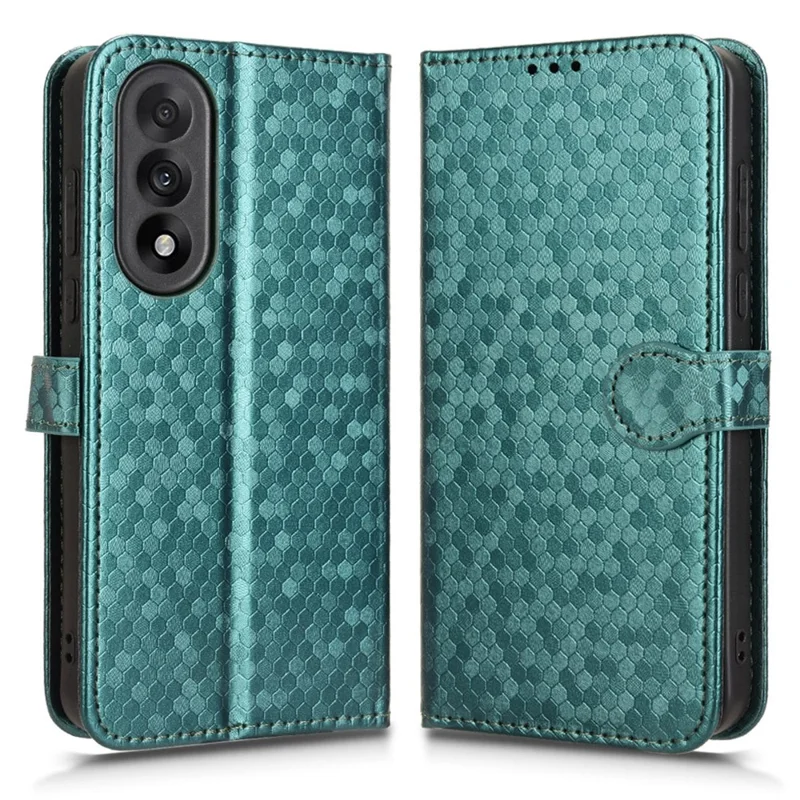 Capa Carteira para OnePlus Nord 5 5G com Padrão Pontilhado, Couro PU e Alça de Pulso - Verde