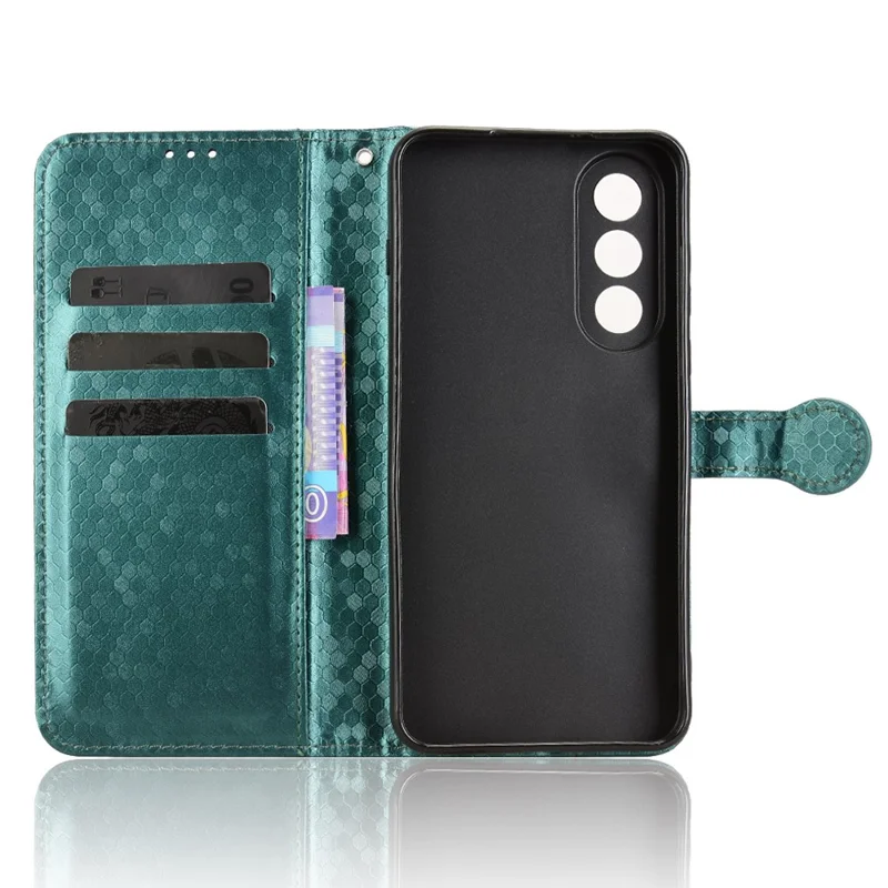 Capa Carteira para OnePlus Nord 5 5G com Padrão Pontilhado, Couro PU e Alça de Pulso - Verde