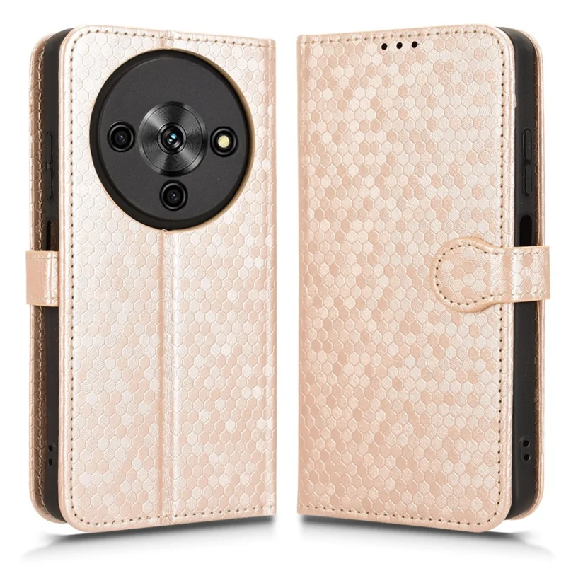 For ZTE Blade A76 5G Wallet Case Dot Pattern Imprint PU Leather Phone Cover with Wrist Strap - Rose Gold
