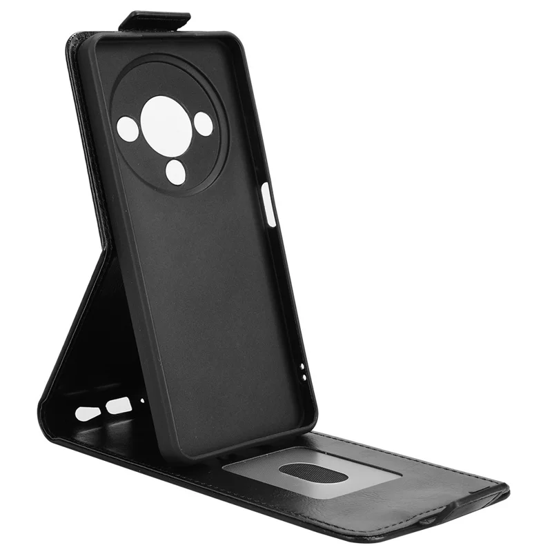 For ZTE Blade A76 5G Stand Case Magnetic Clasp Vertical Flip Leather Phone Cover with Card Holder - Black