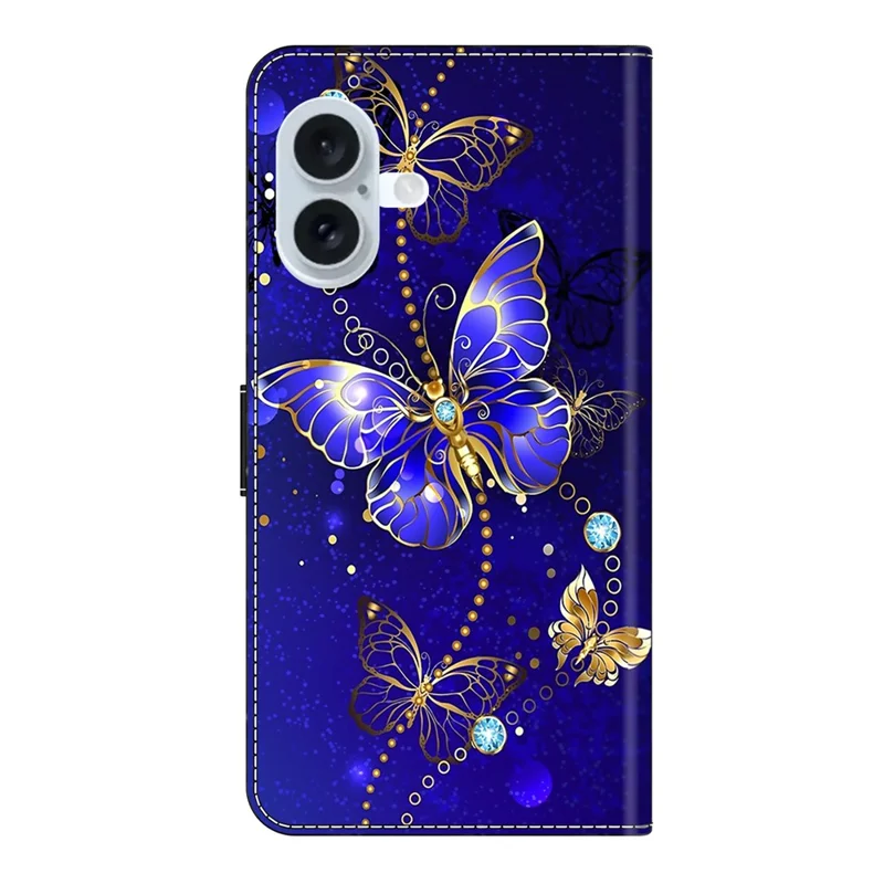 For iPhone 17 Case 3D Pattern PU Leather Wallet Phone Cover with Stand - Diamond Butterfly