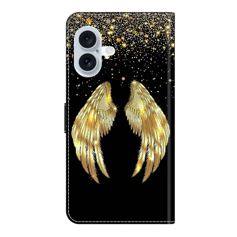 For iPhone 17 Case 3D Pattern PU Leather Wallet Phone Cover with Stand - Gold Wing