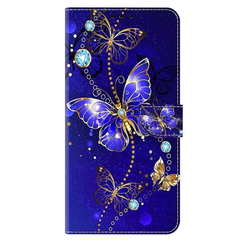 Voor iPhone 17 Pro Max hoesje 3D patroon PU leer portemonnee telefoonhoesje met standaard - Diamanten vlinder