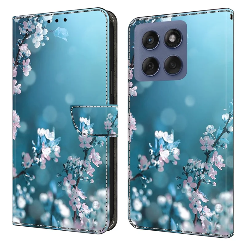 For Motorola Edge 60 5G  /  Edge 60 Fusion 5G Case 3D Pattern PU Leather Wallet Phone Cover with Stand - Plum Blossoms