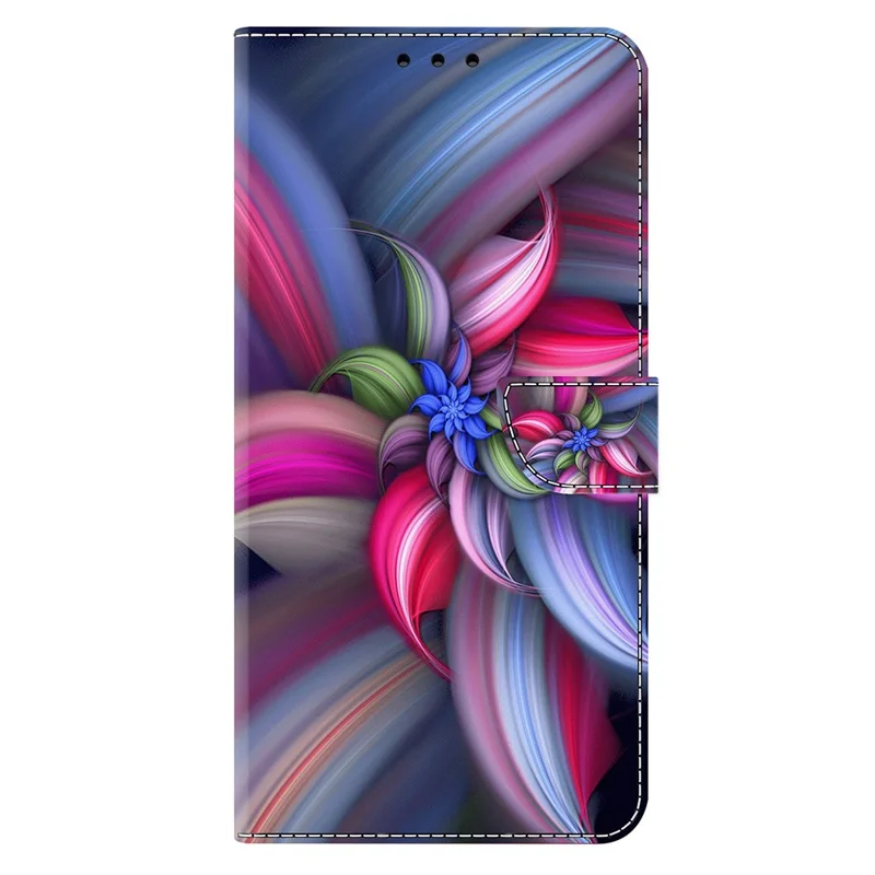 Für iPhone 17 Pro Hülle mit 3D-Muster aus Kunstleder, Geldbörsen-Handyhülle mit Ständer - Bunte Blumen