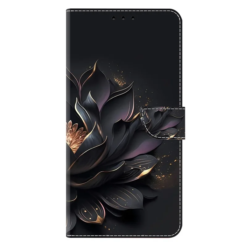 Für iPhone 17 Hülle Magnetverschluss 3D-Muster Leder Geldbörse Handyhülle - Lila Lotus