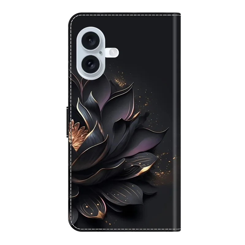Für iPhone 17 Hülle Magnetverschluss 3D-Muster Leder Geldbörse Handyhülle - Lila Lotus