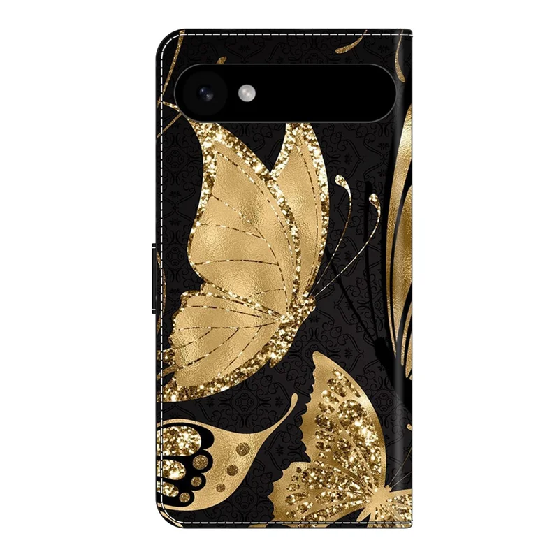 Für iPhone 17 Air Hülle Magnetverschluss 3D Muster Leder Brieftasche Handyhülle - Goldener Schmetterling