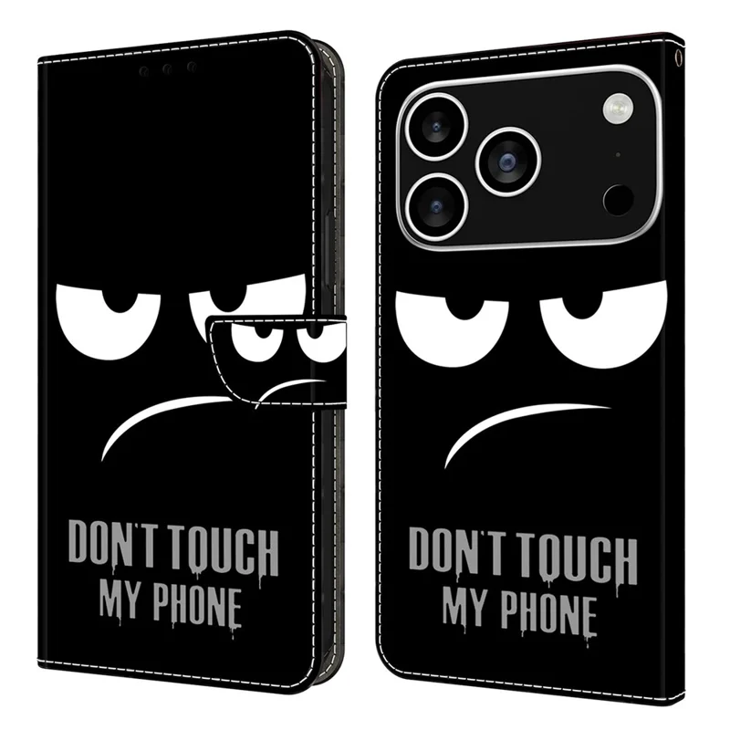 Für iPhone 17 Pro Hülle Magnetverschluss 3D-Muster Leder Brieftasche Handyhülle - Fass Mein Handy Nicht An