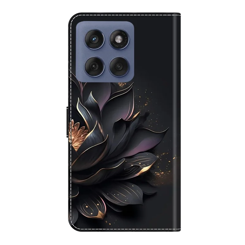 For Motorola Edge 60 Pro 5G Case Magnetic Clasp 3D Pattern Leather Wallet Phone Cover - Purple Lotus