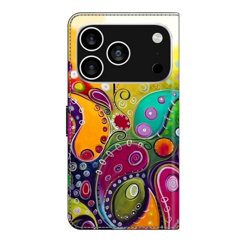 For iPhone 17 Pro Case PU Leather Wallet Phone Cover with Stand - Kleurrijke Bloem