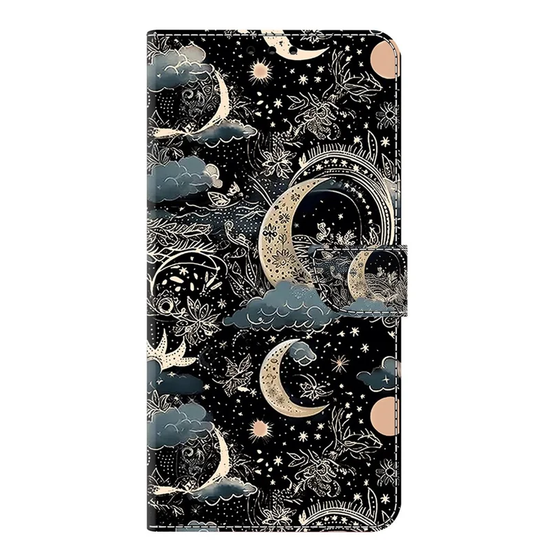 For Motorola Edge 60 Pro 5G Case PU Leather Wallet Phone Cover with Stand - Moon