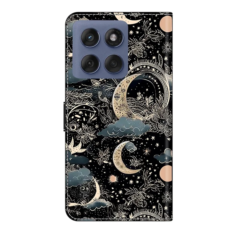 For Motorola Edge 60 Pro 5G Case PU Leather Wallet Phone Cover with Stand - Moon