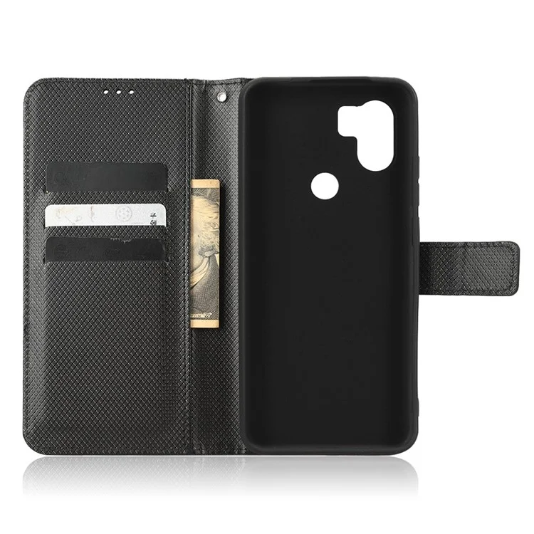 Para Xiaomi Redmi A1+ 4G Textura de Diamante PU Caja de Billetera de Cajas de Cajas Magnéticas de Cuero - Negro