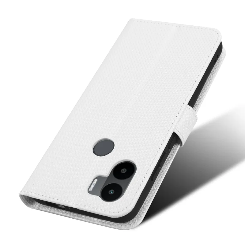 För Xiaomi Redmi A1+ 4G / Poco C50 4G / A2+ 4G Diamantstruktur PU-läder Ställfot Magnetisk Spänne Hölse Plånbok Telefonhölje - Vit