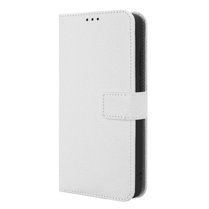 För Xiaomi Redmi A1+ 4G / Poco C50 4G / A2+ 4G Diamantstruktur PU-läder Ställfot Magnetisk Spänne Hölse Plånbok Telefonhölje - Vit