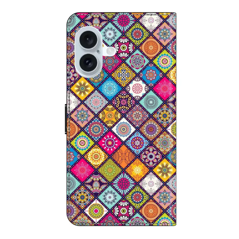 For iPhone 17 Case with Card Slot Pattern Printed TPU + PU Leather Flip Phone Cover - Colorful Leather