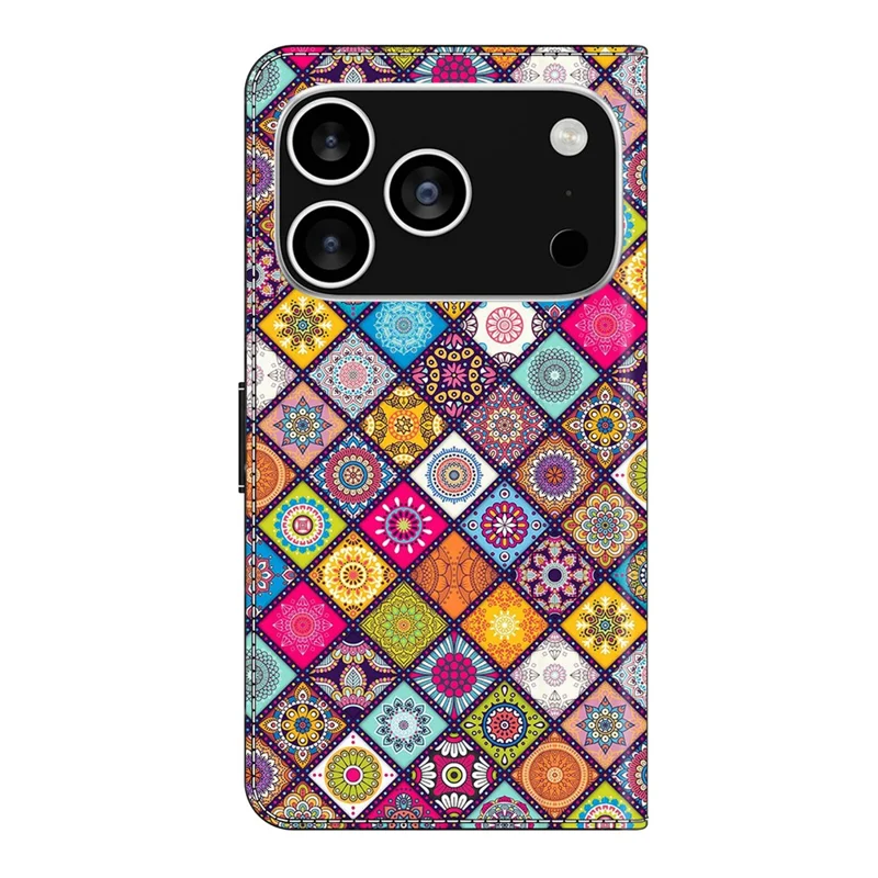For iPhone 18 Pro / 17 Pro Case with Card Slot Pattern Printed TPU + PU Leather Flip Phone Cover - Colorful Leather