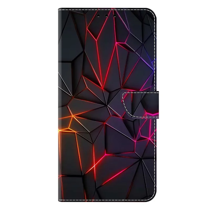 For iPhone 17 Pro Max Case with Card Slot Pattern Printed TPU + PU Leather Flip Phone Cover - Red Cracks