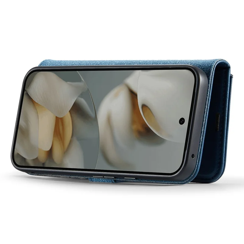 DG.MING pour Google Pixel 10 Pro / Étui Pixel 10 en Cuir Véritable Amovible - Bleu