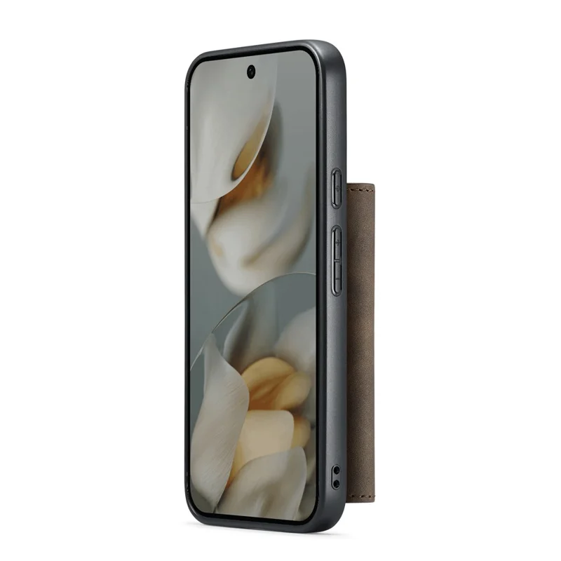 DG.MING Série M1 para Capa de Celular Google Pixel 10 Pro / Pixel 10 com Suporte, Carteira Removível em Couro PU - Marrom Café