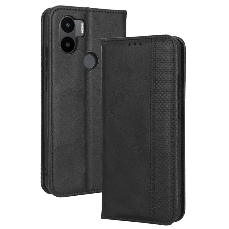 Per Xiaomi Redmi A1+ 4G Retro Texture PU Wallet Stand Case di Supporto Per la Chiusura Automatica Del Telefono Magnetico Copertina - Nero