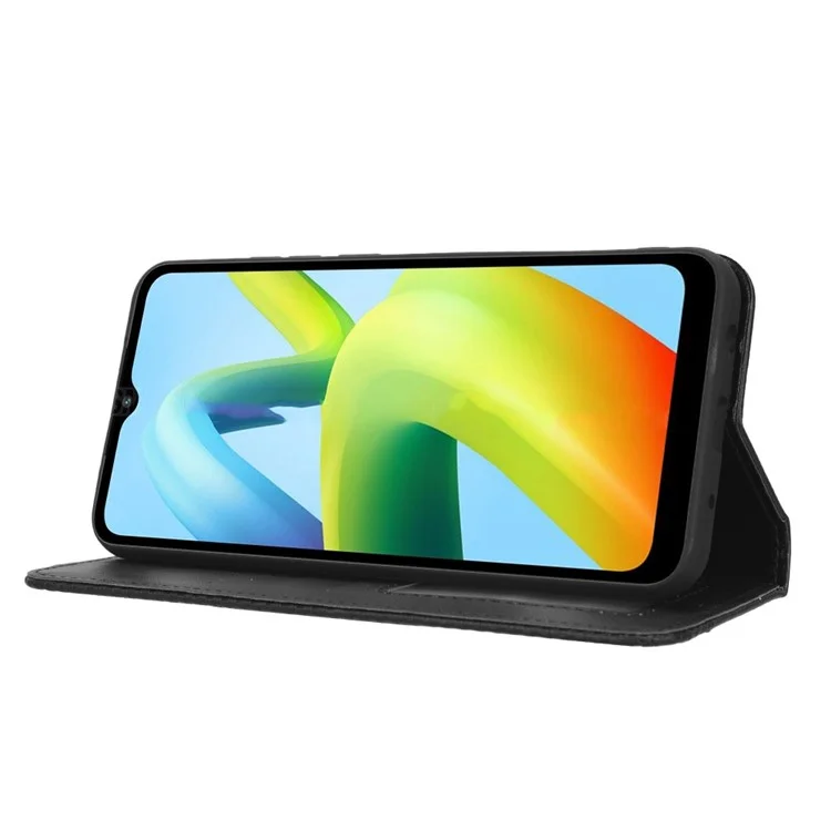 Per Xiaomi Redmi A1+ 4G Retro Texture PU Wallet Stand Case di Supporto Per la Chiusura Automatica Del Telefono Magnetico Copertina - Nero