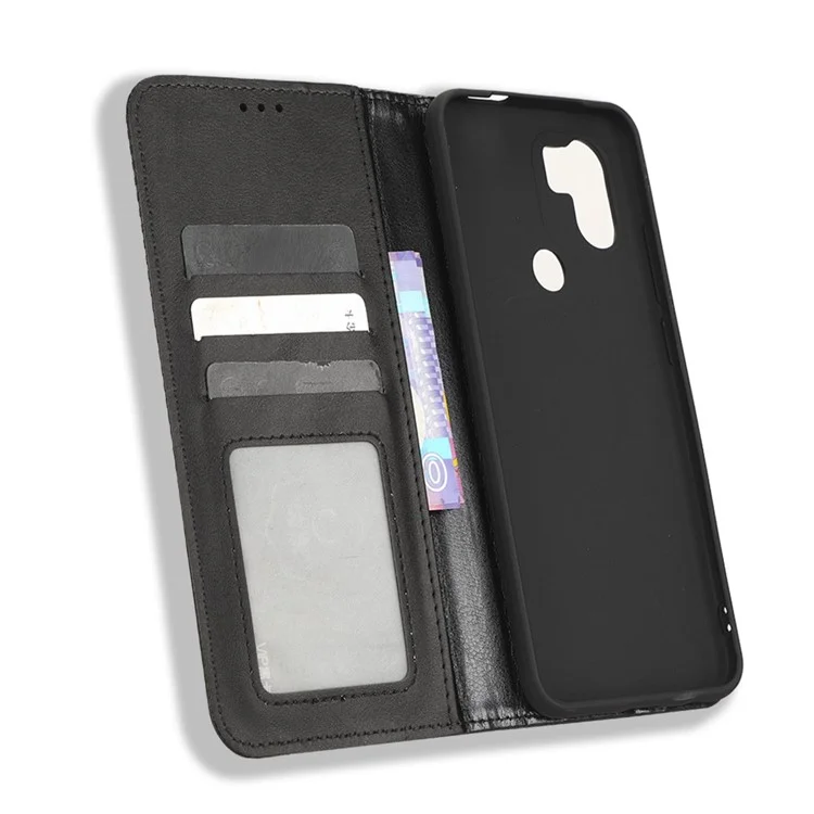 Per Xiaomi Redmi A1+ 4G Retro Texture PU Wallet Stand Case di Supporto Per la Chiusura Automatica Del Telefono Magnetico Copertina - Nero