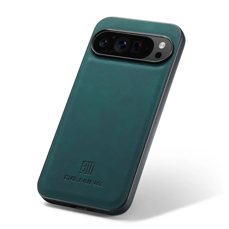 DG.MING For Google Pixel 10 Pro XL Case PU Leather Covered PC + TPU Hybrid Phone Shell - Green