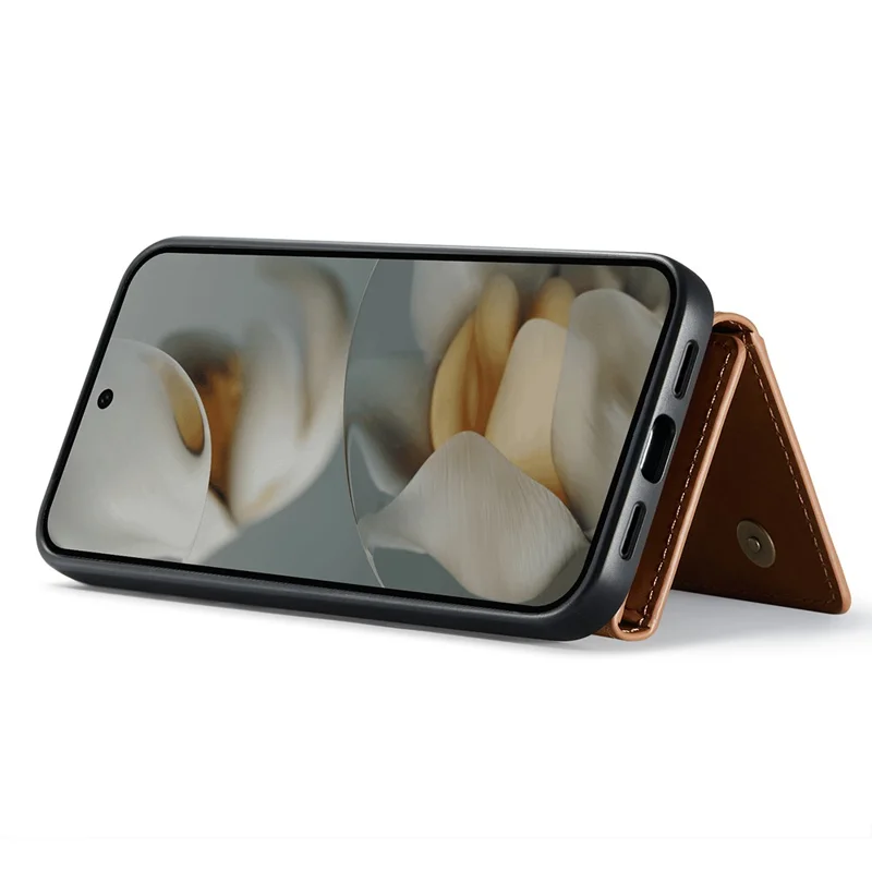 DG.MING Série M2 para Capa de Celular Google Pixel 10 Pro / Pixel 10 - Carteira Destacável PU + PC + TPU - Marrom
