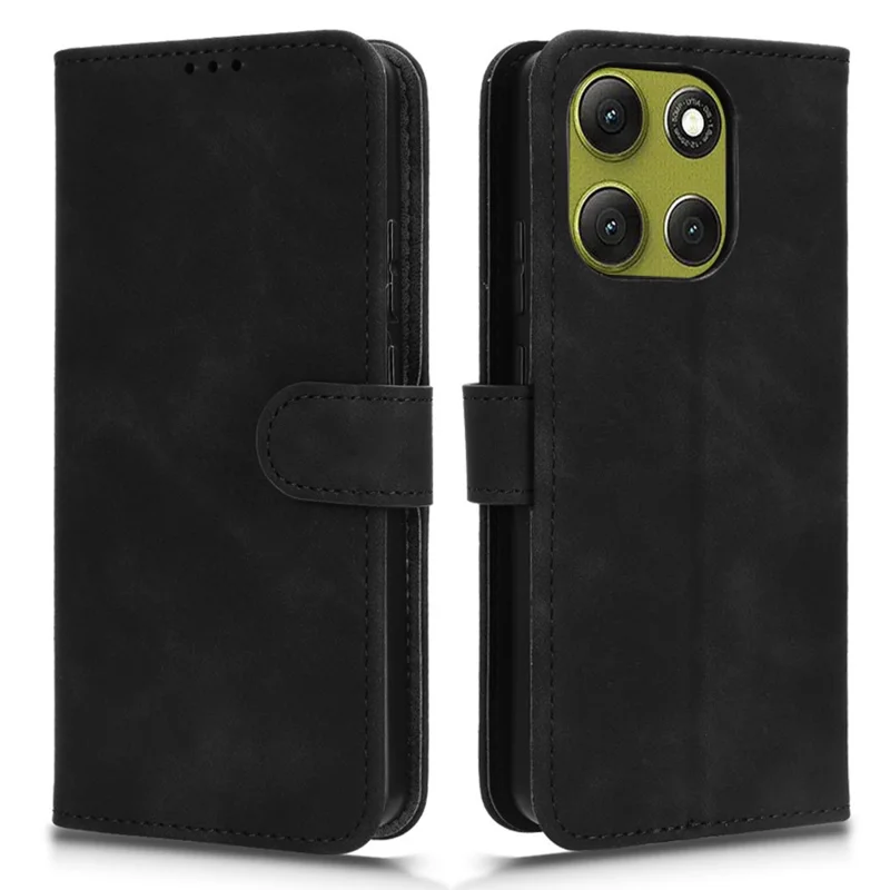For Motorola Moto G86 Power 5G Leather Case Skin Feel Anti Drop Wallet Flip Phone Cover - Black
