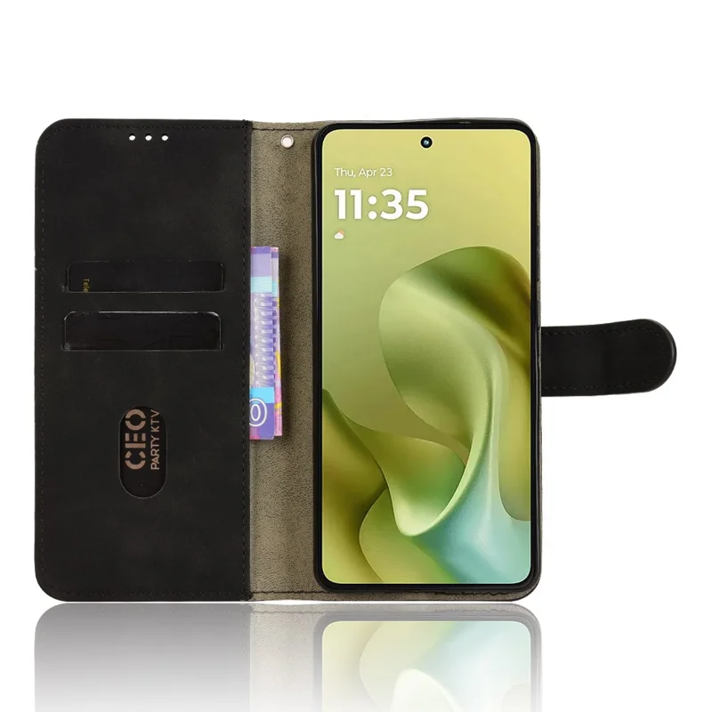 For Motorola Moto G86 Power 5G Leather Case Skin Feel Anti Drop Wallet Flip Phone Cover - Black