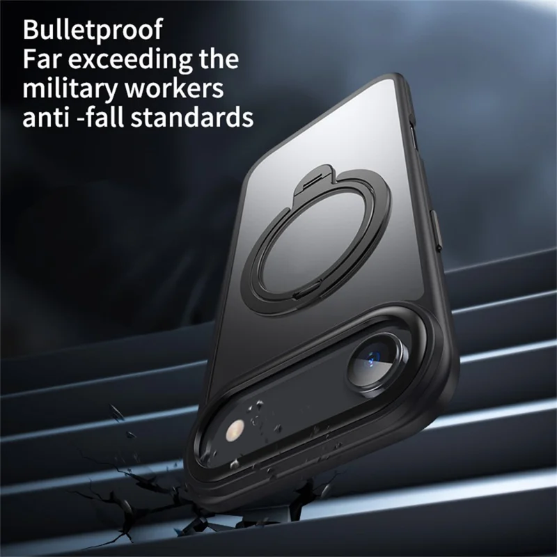 For iPhone 17 Air Phone Case Compatible with MagSafe Kickstand Matte Back Cover - Black