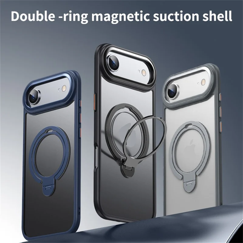 For iPhone 17 Air Phone Case Compatible with MagSafe Kickstand Matte Back Cover - Black