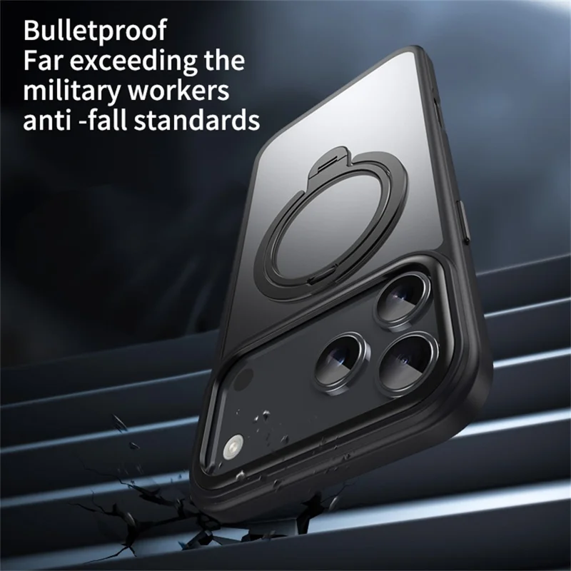 For iPhone 17 Pro Phone Case Compatible with MagSafe Kickstand Matte Back Cover - Black