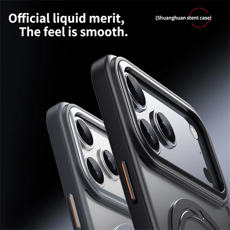 For iPhone 17 Pro Phone Case Compatible with MagSafe Kickstand Matte Back Cover - Black