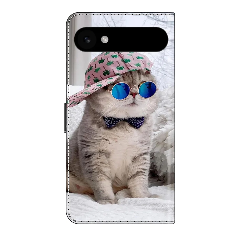 For iPhone 17 Air Wallet Case Pattern Printing Stand Leather Flip Phone Cover - Hat Cat