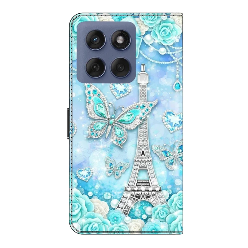 For Motorola Edge 60 Fusion 5G  /  Edge 60 5G Wallet Case Pattern Printing Stand Leather Flip Phone Cover - Butterfly Cobalt Tower