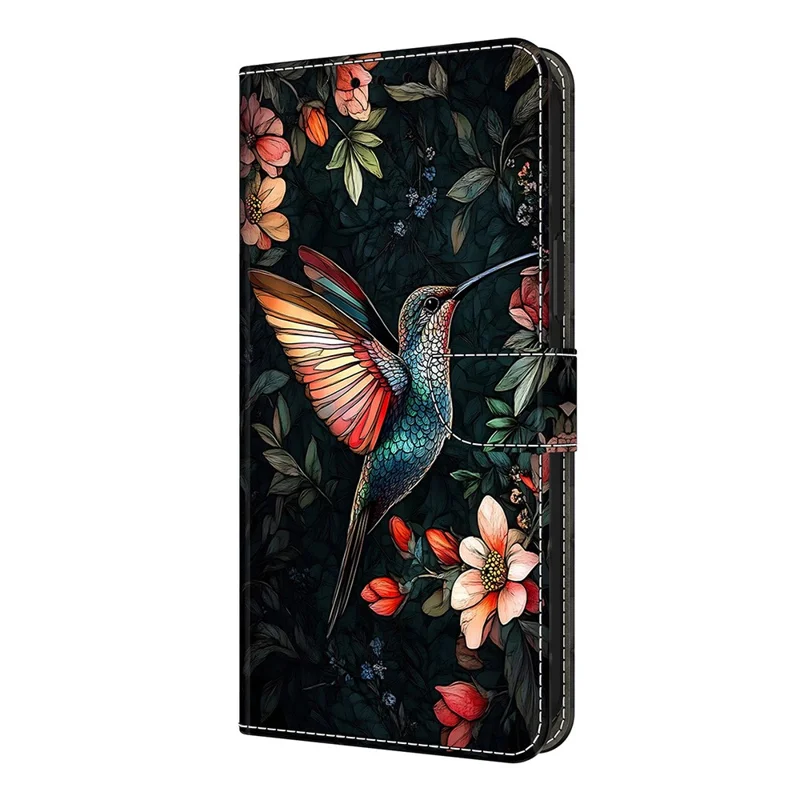 For iPhone 17 Leather Case Pattern Printing Wallet Stand Flip Phone Cover - Green Magpie