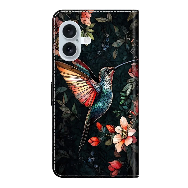 For iPhone 17 Leather Case Pattern Printing Wallet Stand Flip Phone Cover - Green Magpie
