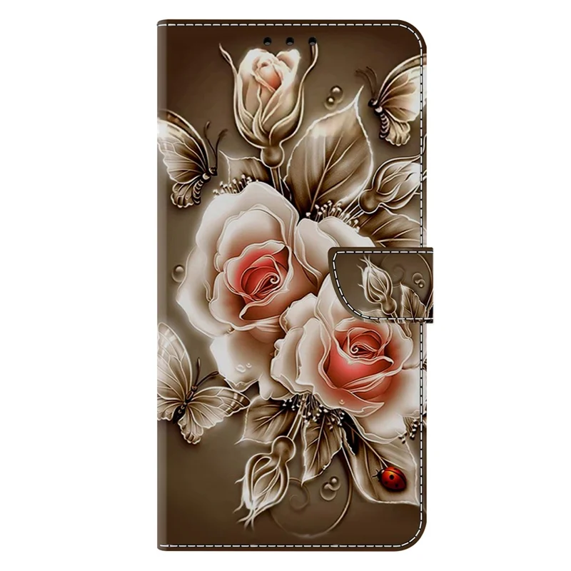 For iPhone 18 Pro Max / 17 Pro Max Case Wallet Stand Pattern Printing PU Leather Flip Phone Cover - Brown Rose
