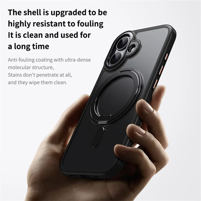 For iPhone 17 Case Compatible with MagSafe TPU + Acrylic + Metal Kickstand Matte Phone Cover - Black